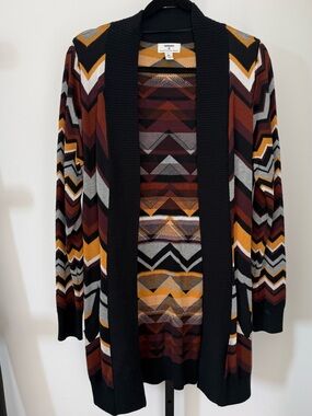Missoni by Target Open-Front Chevron Cardigan - Black/Yellow/Burgundy/Gray/Cream
